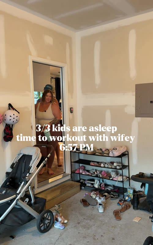 3/3 kids are asleep time to workout with wifey - TikTok hook example