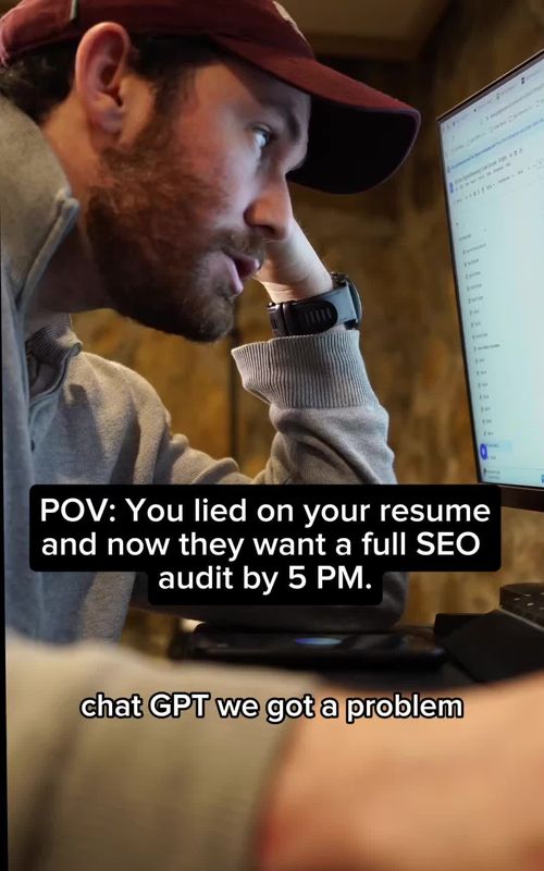 POV: You lied on your resume and now they want a full SEO audit by 5 PM. - TikTok hook example