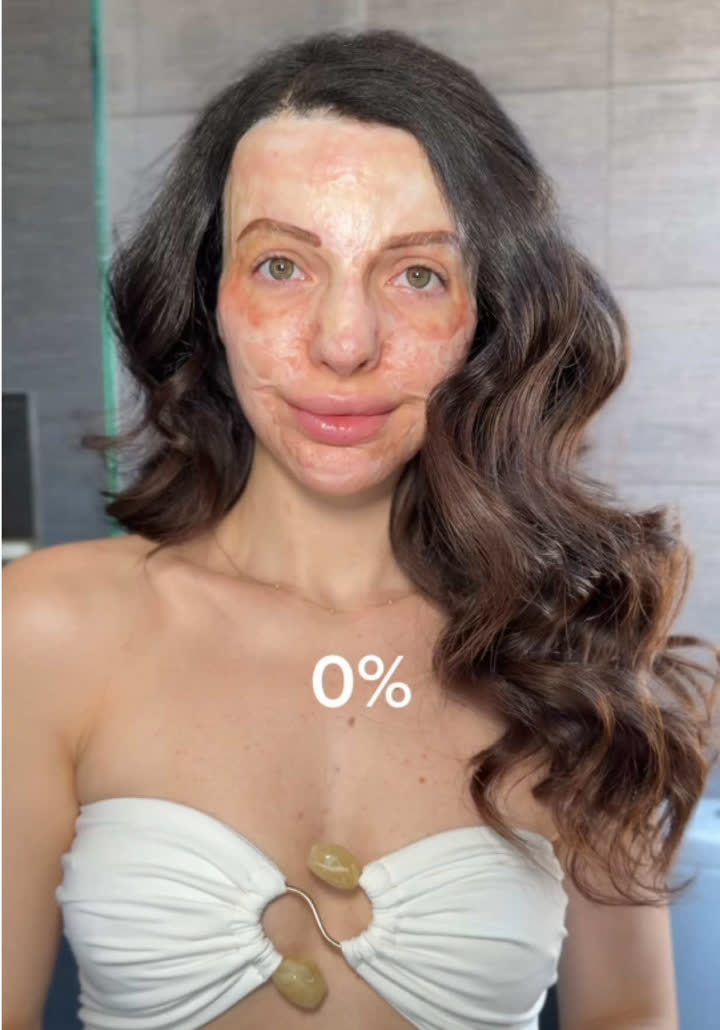 Makeup loading percentage transition TikTok trend example by @stylewithbillie