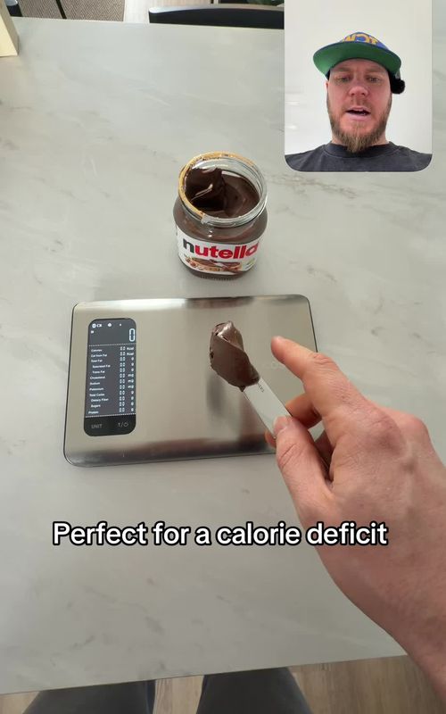 How many calories are in this one small scoop of Nutella? - TikTok hook example