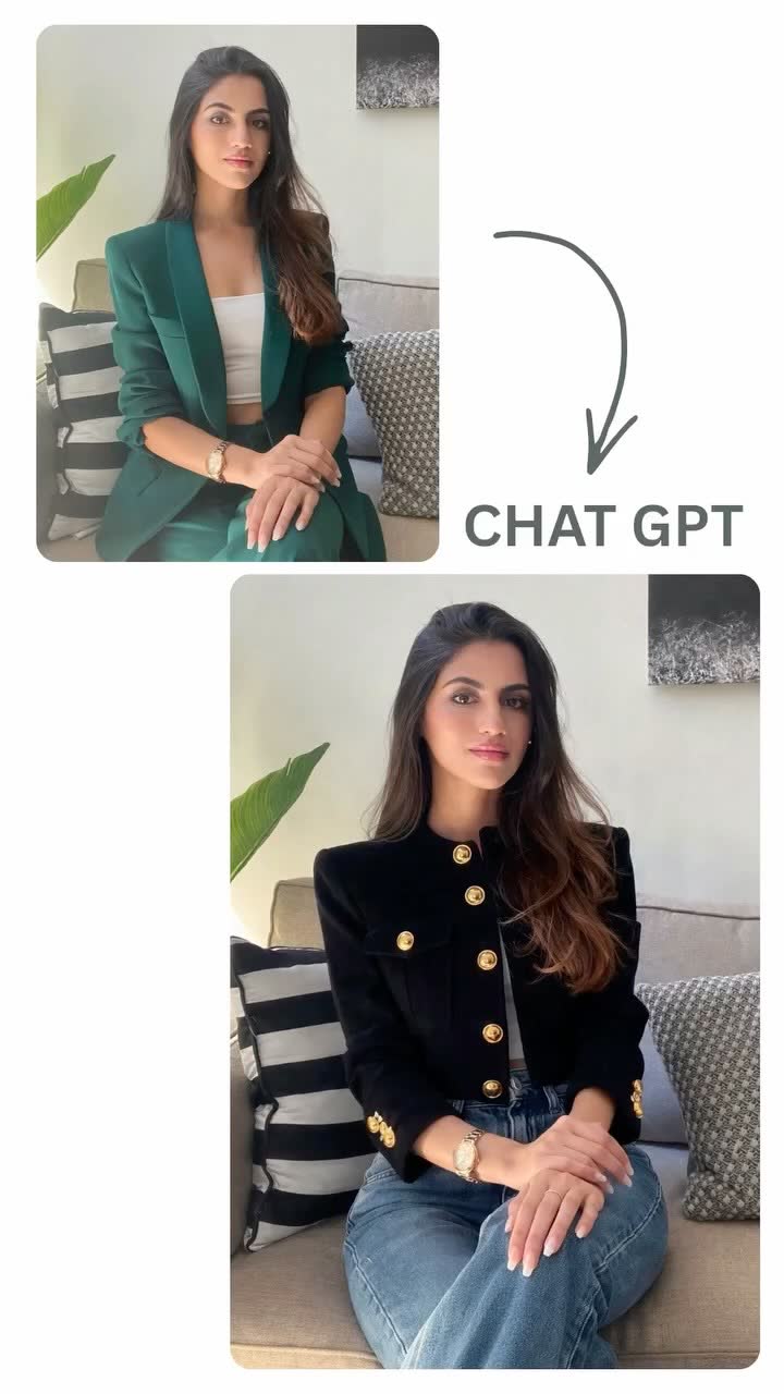 ChatGPT just became my personal stylist.

And here’s how you can use it too: 
1. Upload 3-5 clear photos of yourself 
2. Paste the prompt shared in the reel 
3. And there you go! Let ChatGPT restyle your outfit 

Comment PROMPT, and I’ll share the prompt in your DM so you can try it too! @chatgptindia

#chatgpt