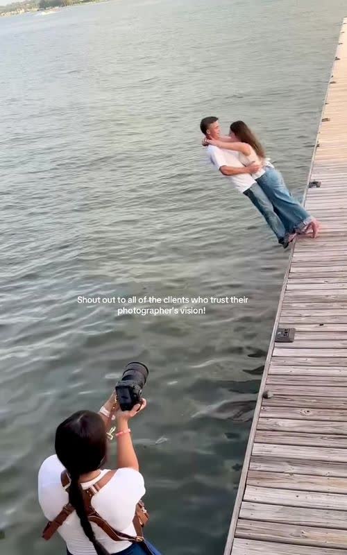 First thing I'm gonna have you two lovebirds do is go directly into the water. - TikTok hook example