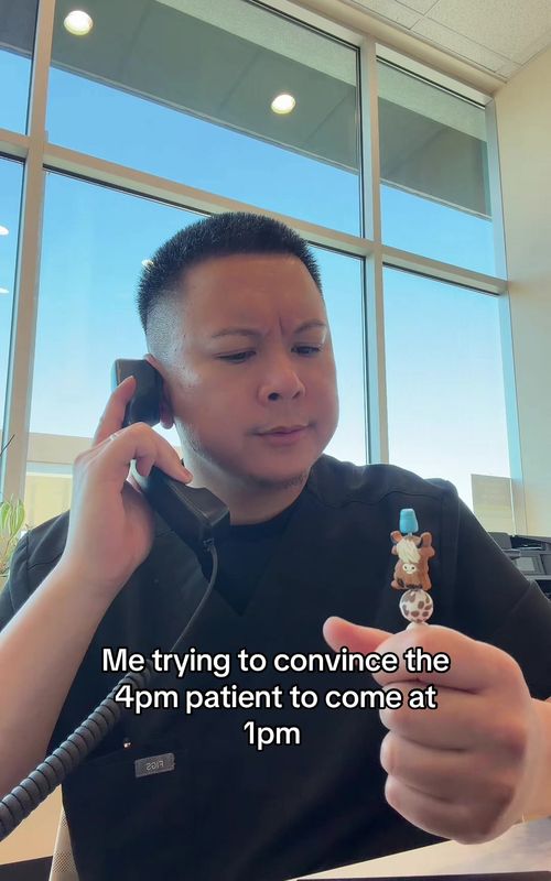 Me trying to convince the 4pm patient to come at 1pm - TikTok hook example