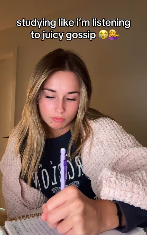 studying like i'm listening to juicy gossip - TikTok hook example