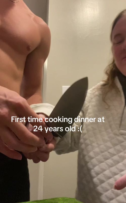 First time cooking dinner at 24 years old :( - TikTok hook example