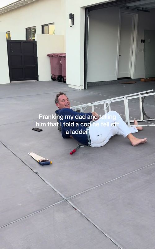 Pranking my dad and telling him that I told a cop he fell off a ladder - TikTok hook example