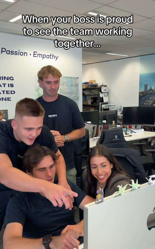 When your boss is proud to see the team working together... - TikTok hook example